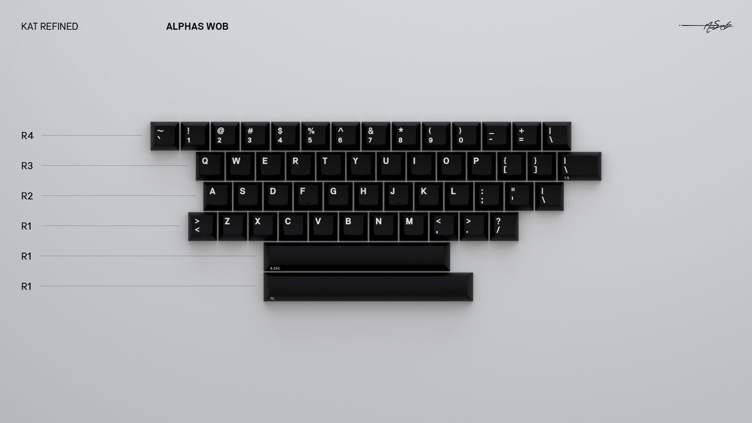 KAT Refined Keycaps - White on Black (WoB) / UK