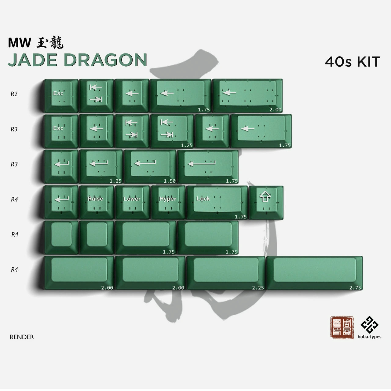 MW Jade Dragon Keycaps